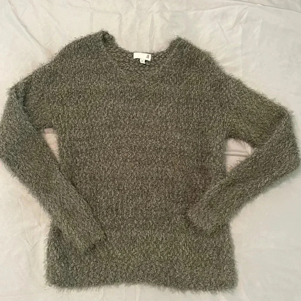 Olive green super soft fuzzy sweater